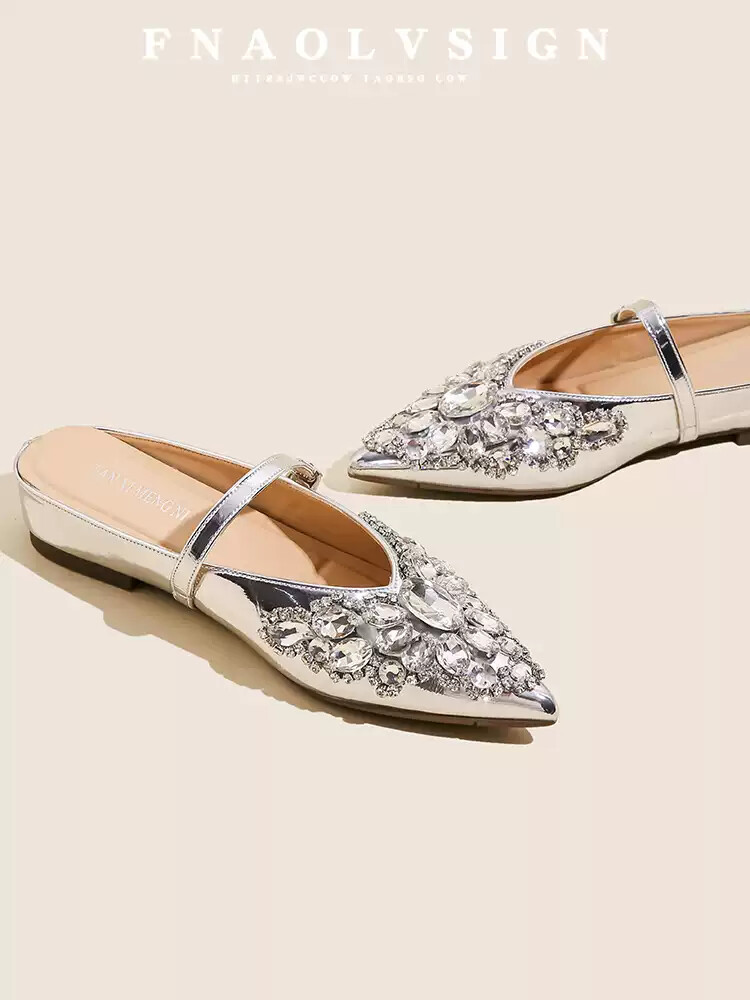 PANTOFOLA D’ORO Scarpe donna tacco alto estive pelle strass dritti a punta ciabatte