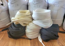 AIR FORCE 1 AF1 OG Flat Thick Soft Replacement Shoelaces Laces Black White Cream