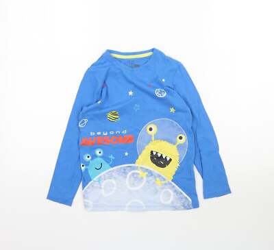 Jungen blau Baumwollmischung Pyjama Oberteil Größe 7 Jahre mehr als toller Alien