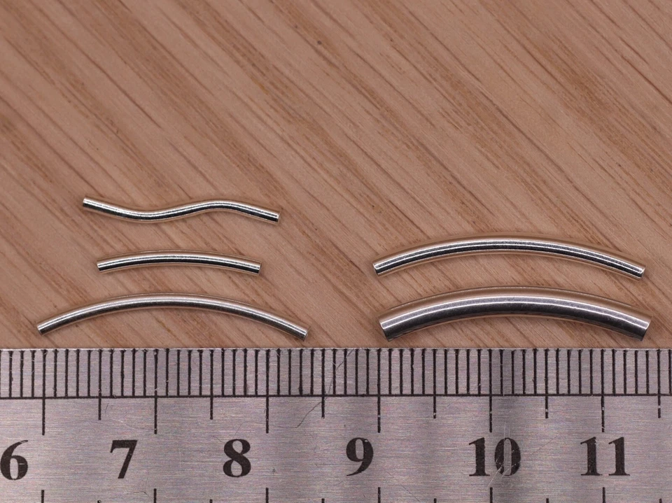 Sterling Silver Curved Tube & S Shape Beads 925 Noodle Spacer Jewellery Making - Image 2 of 4