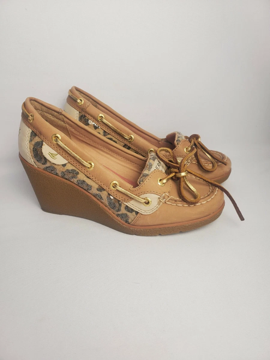 Sperry Top Slider wedges goldfish tan oilcloth Shoes