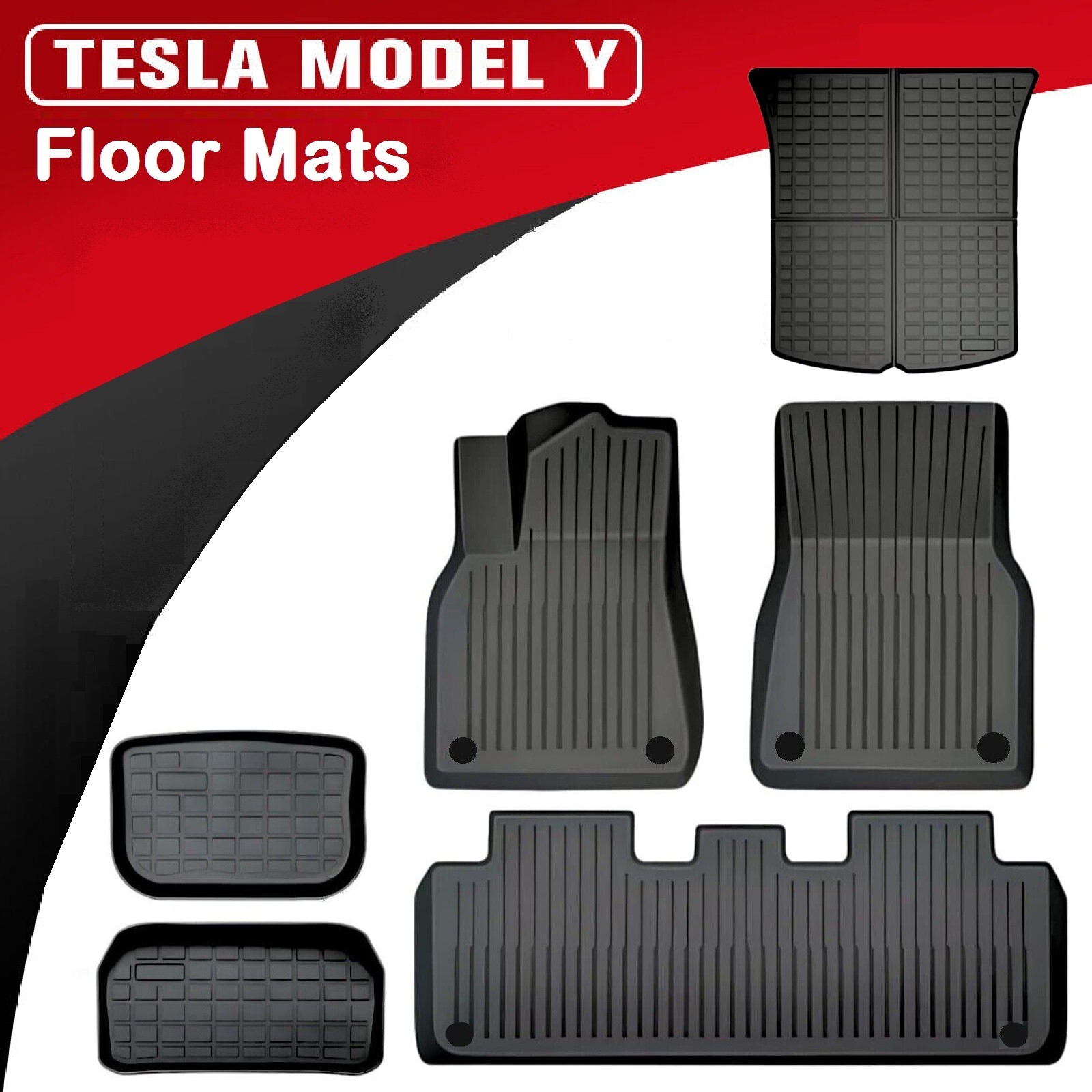 Tesla Model Y Floor Mats Rear Front Car Trunk Cargo Toolbox Durable Boot Liner