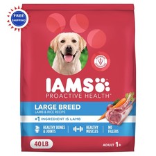 Dog Food IAMS Proactive Health Large Breed Adult Lamb & Rice 40 lb Recipe 2.37 per pound