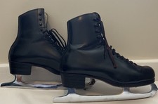 Vtg Riedell Ice Skates Gold Star Boots W 5 1/2 A2 Black Leather 1747 375W 8112