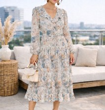 Zimmermann Fleeting Folds Satin-trimmed Pleated Midi Dress Size 2/ AU 12/ US 8
