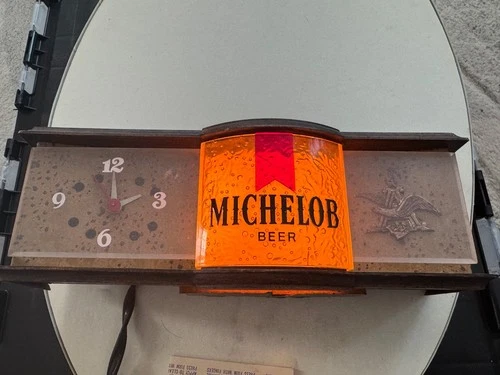 Vintage Michelob Beer Lighted Clock Sign Perfect Working condition