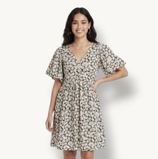 SHEIN A-Line Dress M Multicolor Floral V-Neck Flutter Short Sleeve