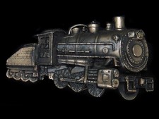 TI13118 VINTAGE 1980  STEAM ENGINE TRAIN  RAILROAD BRASSTONE BELT BUCKLE