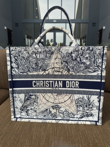 CHRISTIAN DIOR Book Tote Large Embroidered Toile De Jouy Canvas