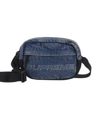 Supreme Denim Mini Shoulder Bag Washed Indigo Water Resistant Reflective Logo