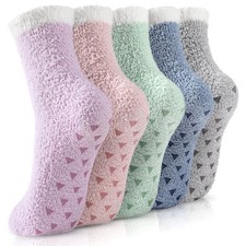 Fuzzy Socks - 5 Pairs Slipper Socks for Women, Cozy Socks, Women's Winter War...