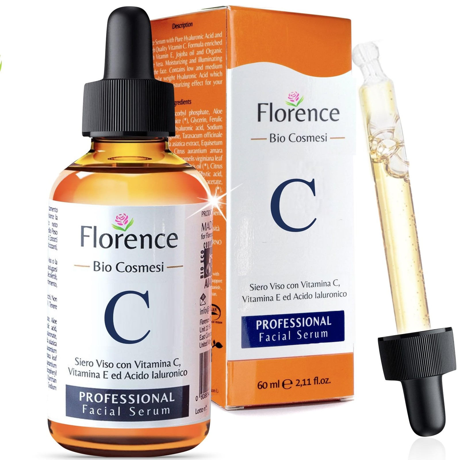 Siero Vitamina C Professionale 60ml Bio | Acido Ialuronico e Vit. E