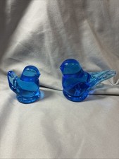 Vtg Blue Bird of Happiness Lot(2) Glass Figurines-Leo Ward 1991/1992