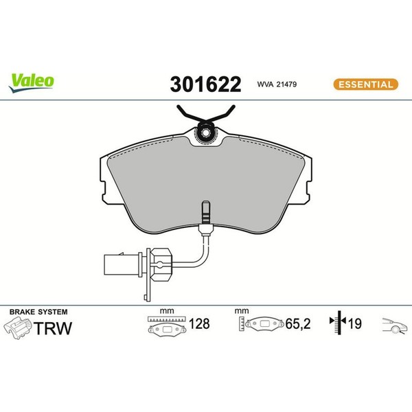 Valeo 301622 Bremsbelagsatz FüR VW Transporter T4 70B 70C 7DB 7DK 70J 70K 7DC-image