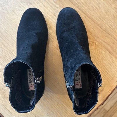 Blondo Womes Liam Waterproof Suede Black Bootie Double Zip Ankle Boots, Sz8 NICE