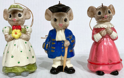Vintage Anthropomorphic Mouse Ornaments A Christmas Place Mice Sigma Towle Korea