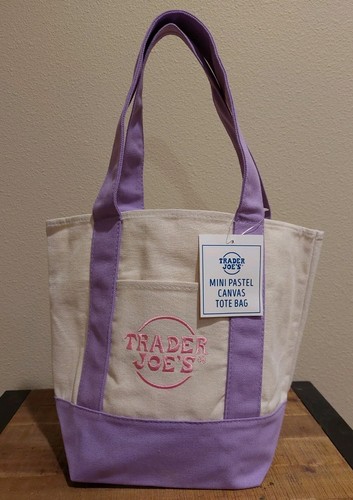 Save up to 20% Trader Joes 2025 Mini Canvas Tote Bag (Lavender)