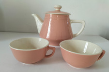Théière & duo tasses Villeroy & Boch rose poudré - années 50-60