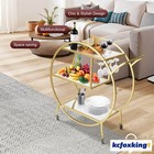 Bar Cart Wine Rack Drinks Trolley Alcohol Tea Coffee Mirror Shelves Metal Frame