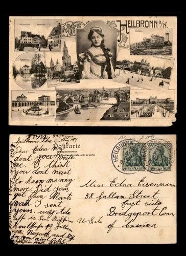 Mayfairstamps Germany 1907 Heilbronn to Bridgeport CT Views Heilbronn Postcard a