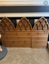 3 Arch Church Windows Handmade Wooden Headboard 
