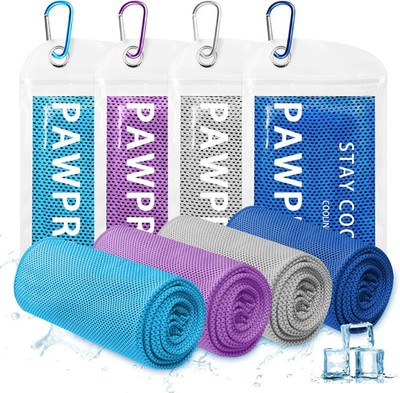 PAWPRO 4 Packs Cooling Towels for Neck and Face(40''x12''), Soft Breathable Coolin