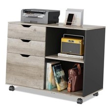3-Drawer Wood File Cabinet, Mobile Lateral 15.7"D x 31.3"W x 24.7"H Greige