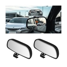 Car Blind Spot Mirror HD Glass Convex Wide Angle Adjustable Clip on 2PCS Black