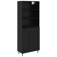 Highboard Schwarz Eichenoptik Stauraumschrank 69,5X34X180 Cm