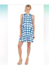 Mudpie NWT Women’s Blue & White Windowpane Pattern Dress; Size Small