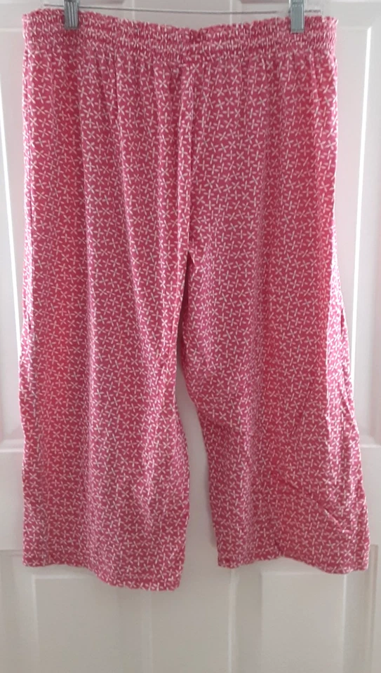 Jockey Capri Pajama Pants,  Pink with White Flowers  - Size XL - Image 4 of 4
