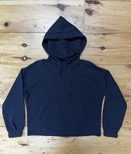 Banana Republic Cropped Hooded Cowl Neck Sweatshirt, Navy Blue, Size Small