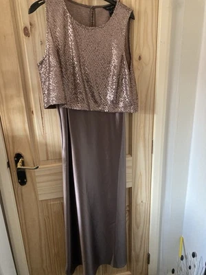 New Look Sequin And Satin Long Dress Size 14 - Image 1 of 3