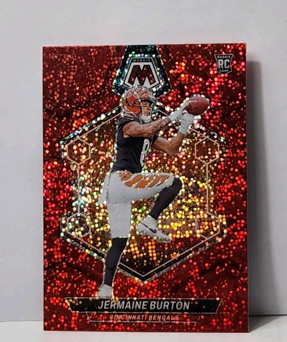2024 Panini Mosaic Football Jermaine Burton Red Spark Prizm SSP RC #366 Bengals