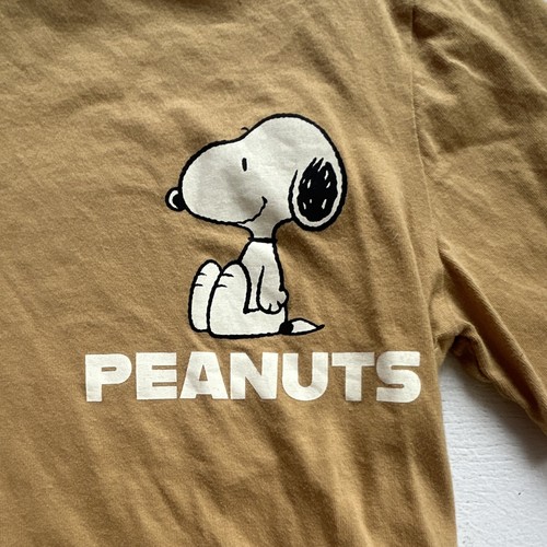 H&M Peanuts Snoopy Graphic Print Brown Cotton Tee Short Sleeve Crew, US 8/10 - Picture 2 of 3