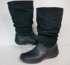 Image of NEW HOTTER MYSTERY PETROL BLUE LEATHER/SUEDE CUSHIONED CALF LENGTH BOOTS UK5.5SD