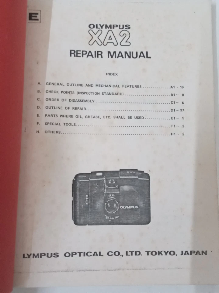 Редкое руководство по обслуживанию/ремонту Olympus XA 2 для техников и ремонтников. - Изображение 2 из 4