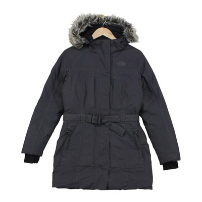 North Face Daunen Parka Mantel Damen Größe S Grau Hyvent Wasserdicht Kapuze