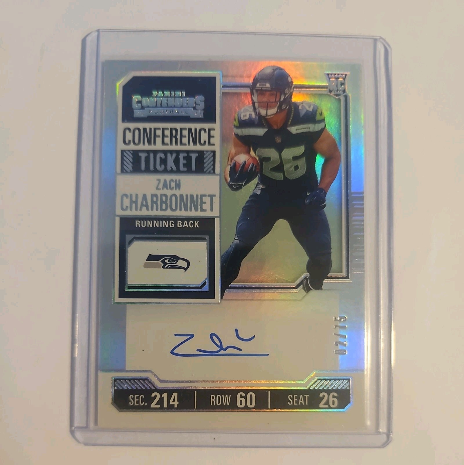 2023 Panini Contenders Zach Charbonnet RC Conference Ticket On Card AUTO /75