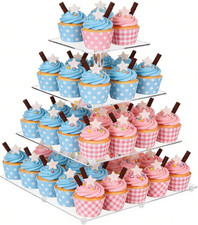 4 Tier Cupcake Stand for 50 Cupcakes, Clear Acrylic Cupcake Tower, Cupcake Holde
