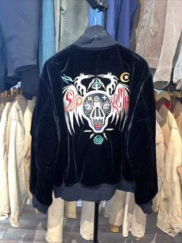 SS21 Supreme Clayton Patterson Skulls Embroidered Velvet MA-1 Bomber Jacket XL image 4