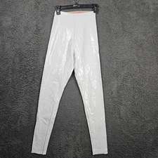 Commando Control Legwear Shiny White Vinyl Look Leggings - Size S