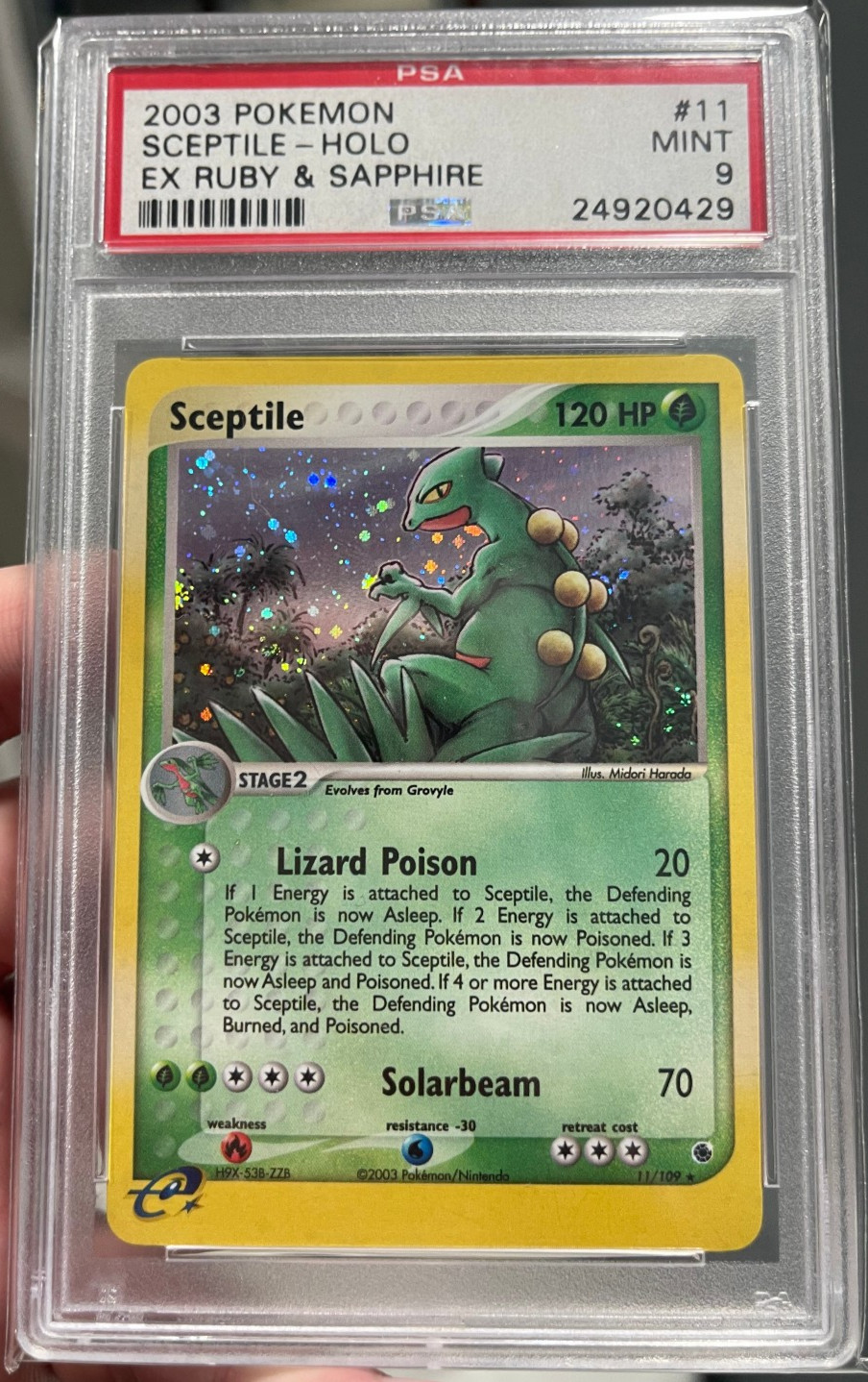 2003 Pokemon EX Ruby & Sapphire Sceptile Holo #11 PSA 9 MINT