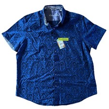 Robert Graham Men  s Blue Paisley Short Sleeve Button Up Shirt Size 3XL Casual
