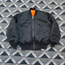 Alpha Industries Flight Bomber Jacket Mens 2XL Black Neon Orange