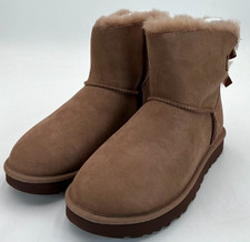 Image of Ugg Mini Bailey Bow II Women's Size 7 Rocky Oak Suede Boots NIB