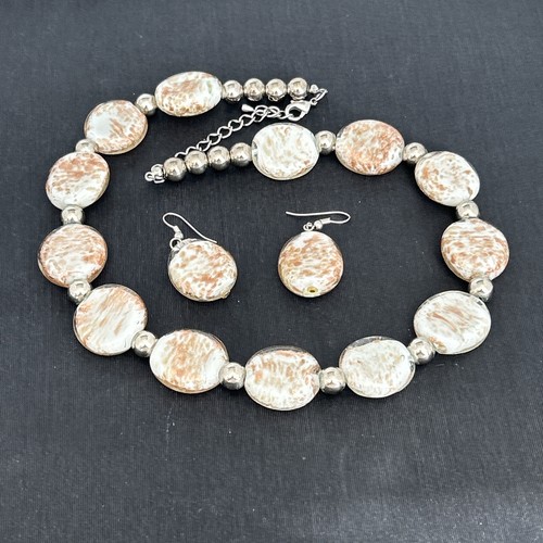 Venetian Murano Necklace & earrings Sommerso Art Glass Beaded Aventurine Italy