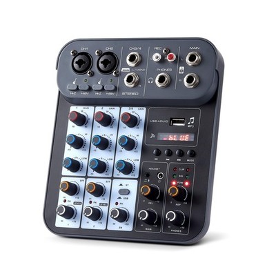 4 Channel DJ Audio Mixer, DJ Mixers Sound Board, Sound Mixer Board XLR 1/4'' I...