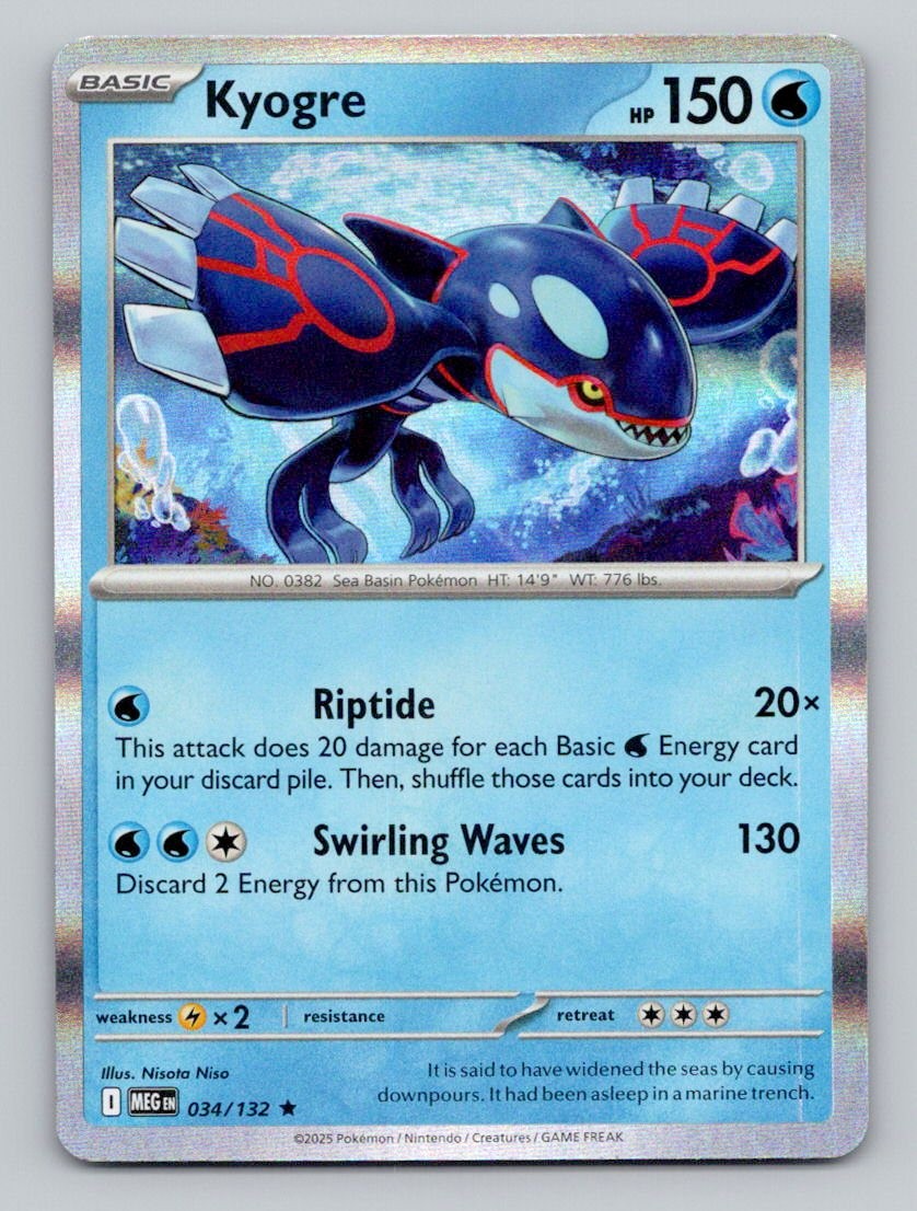 Kyogre 034/132 Rare Mega Evolution Pokemon Holo Near Mint