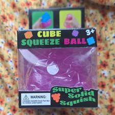 Cube Gel Squeeze Ball, Purple Stress Relief Squishy Toy, 3 in